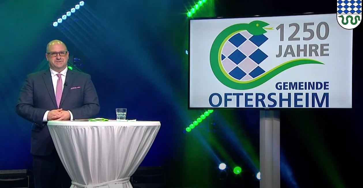 Bürgermeister Jens Geiß beim virtuellen Neujahrsempfang 2022.