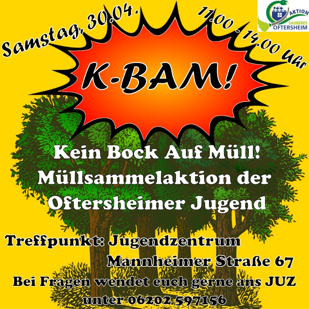 Mit diesem Flyer weist das JUZ auf die Müllsammelaktion am 30. April hin.