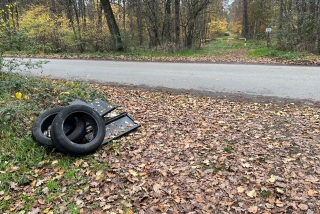 Im Wald wurden illegal Autoreifen entsorgt. Im Wald wurden illegal Autoreifen entsorgt.