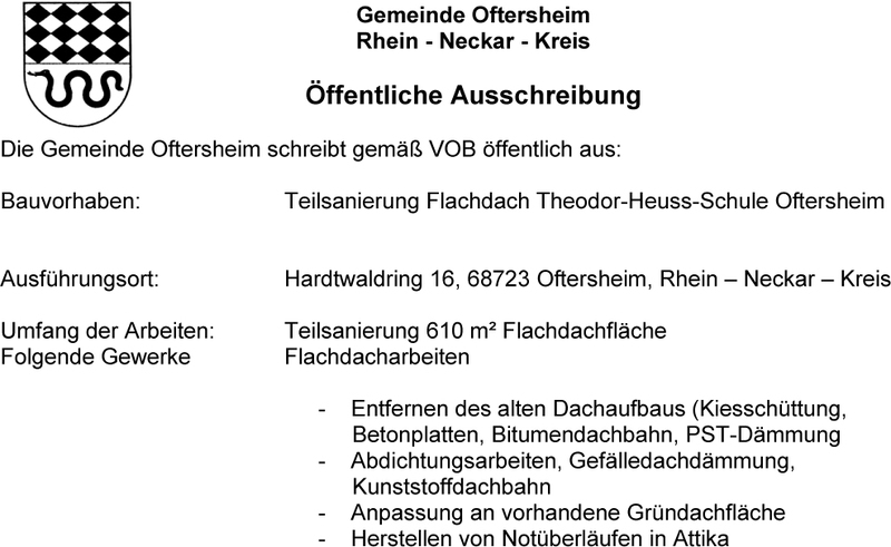 Öffentliche Ausschreibung Bauamt Öffentliche Ausschreibung Bauamt