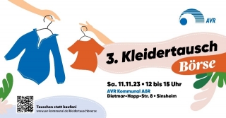 Die nächste Kleidertauschbörse der AVR Kommunal ist am 11. November. Plakat: AVR. Die nächste Kleidertauschbörse der AVR Kommunal ist am 11. November. Plakat: AVR.