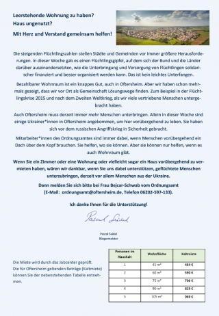 Wohnraum gesucht für Flüchtlinge Wohnraum gesucht für Flüchtlinge