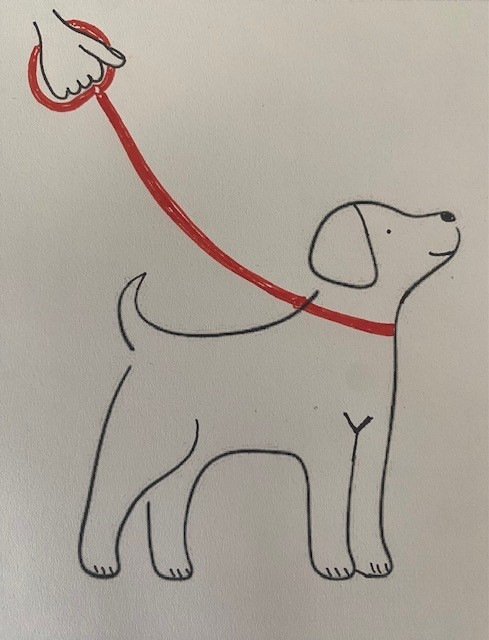 gemalter Hund an der Leine gemalter Hund an der Leine