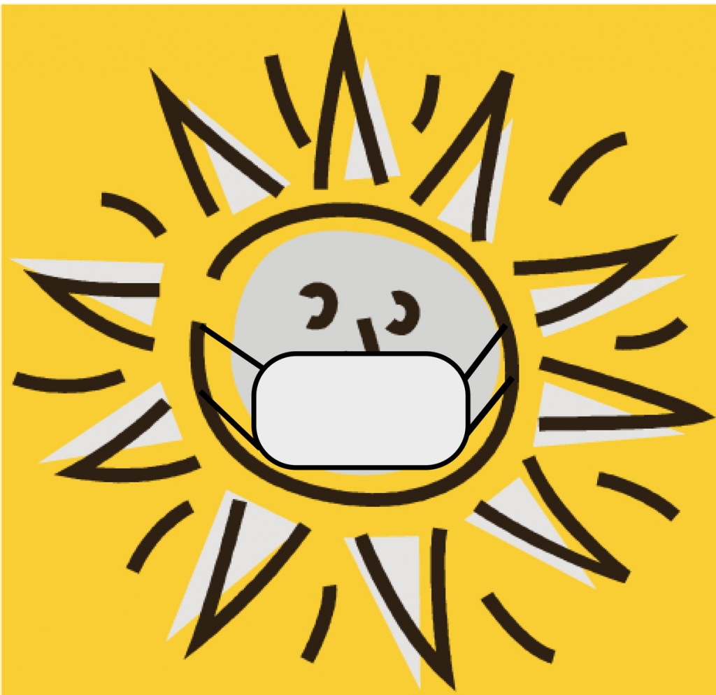 Sonne mit Mund-Nasen-Schutz Sonne mit Mund-Nasen-Schutz