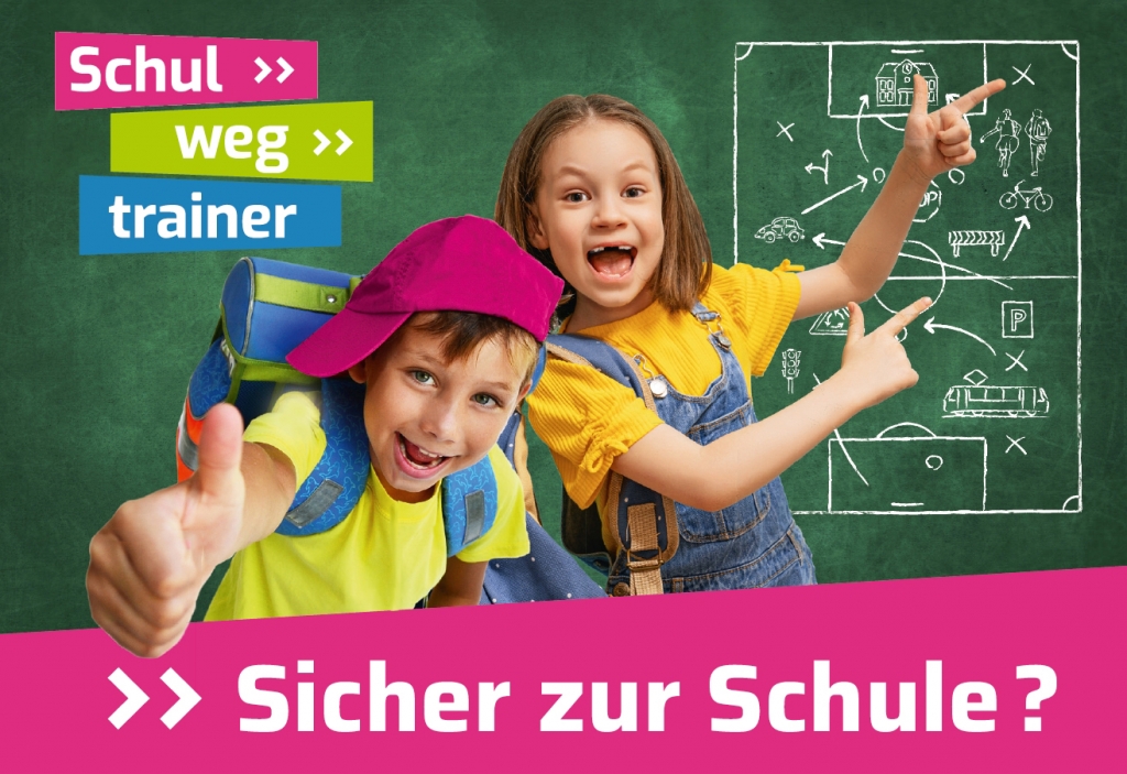 Plakat, das Werbung macht für den schulwegtrainer.de Plakat, das Werbung macht für den schulwegtrainer.de