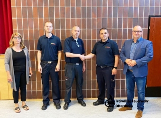 Gemeinderätin Annette Dietl-Faude, Wolfgang Kollwitz, Rüdiger Laser, Andrea Danieli, Bürgermeister Jens Geiß Gemeinderätin Annette Dietl-Faude, Wolfgang Kollwitz, Rüdiger Laser, Andrea Danieli, Bürgermeister Jens Geiß