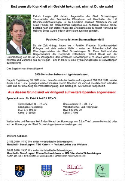 Flyer Spendenaufruf Typisierungsaktion Lengler 2010 Flyer Spendenaufruf Typisierungsaktion Lengler 2010