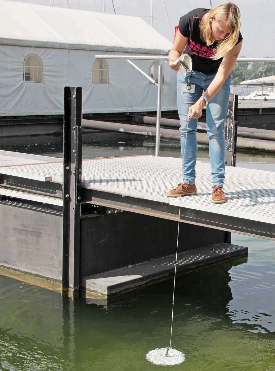 Messung der Sichttiefe. Bild: Landratsamt Rhein-Neckar-Kreis Messung der Sichttiefe. Bild: Landratsamt Rhein-Neckar-Kreis