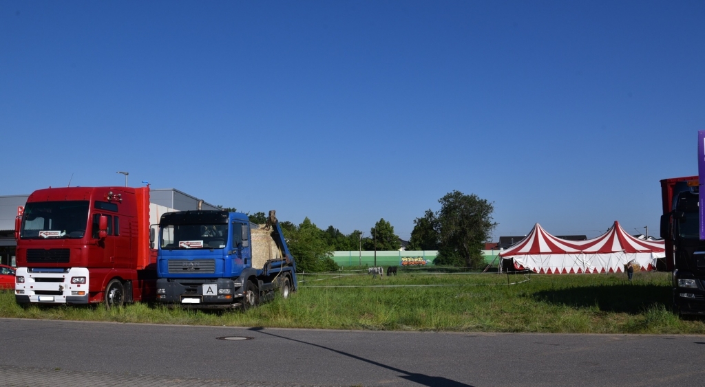 Der Platz, an dem der Zirkus gastiert, noch steht kein Publikumszelt. Der Platz, an dem der Zirkus gastiert, noch steht kein Publikumszelt.
