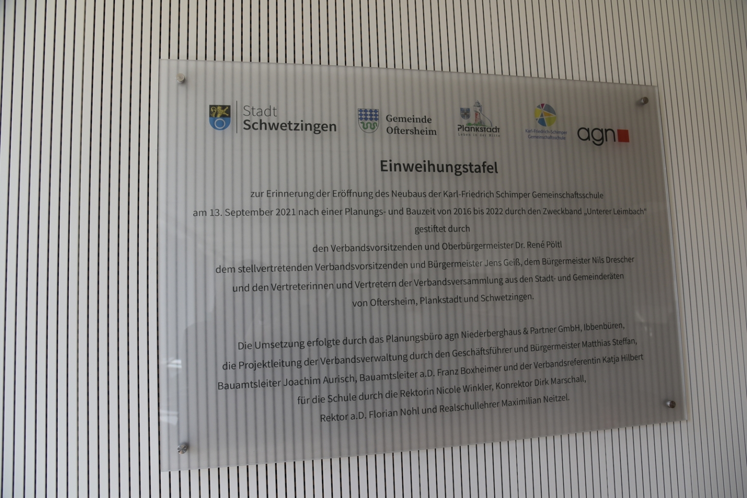 Die Einweihungstafel