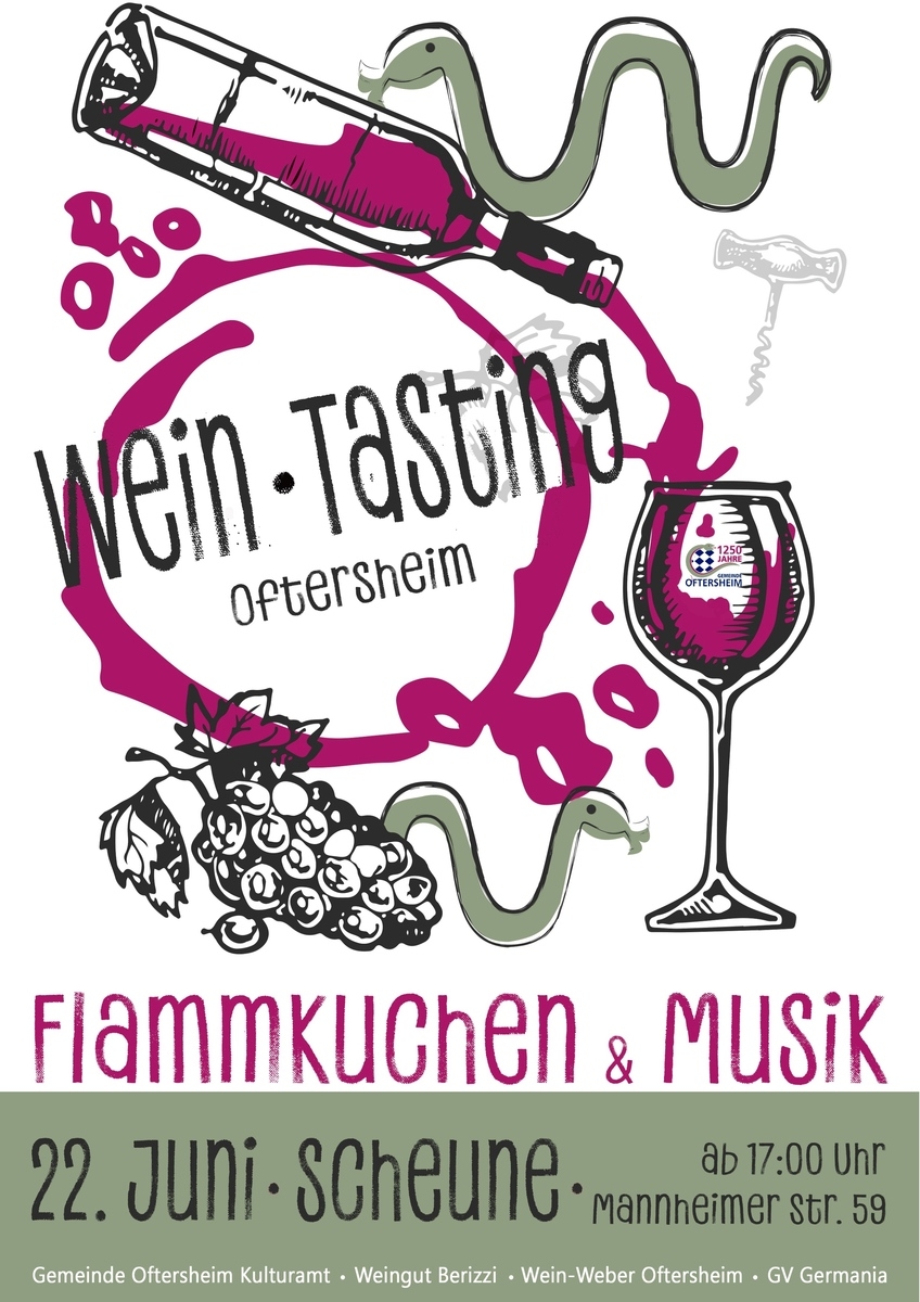 Plakat mit der Einladung zum Wein-Tasting am 22. Juni Plakat mit der Einladung zum Wein-Tasting am 22. Juni